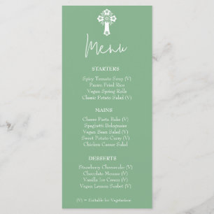 Menu Style 1 Floral Cross Baptism Sage Green