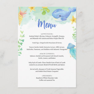 Menu Summer Under the Sea Baby Shower