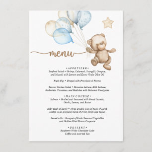 Menu Teddy Bear Baby Bear Baby Shower