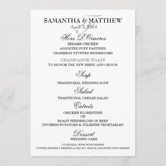 Menu template wedding engagement anniversary (Front)