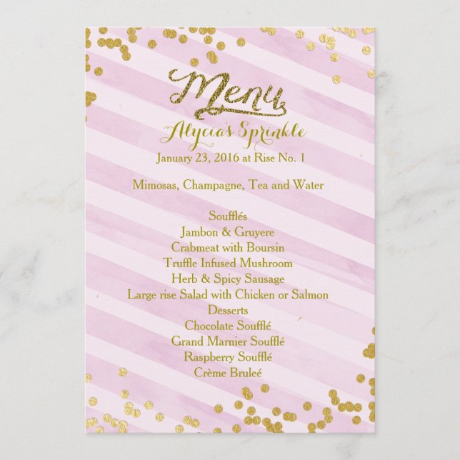 Menu to Match Baby Sprinkle Invitation (Front)