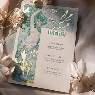 Menu Vintage Mermaid Art Nouveau