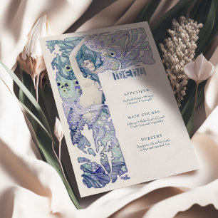 Menu Vintage Mermaid Art Nouveau Invitation