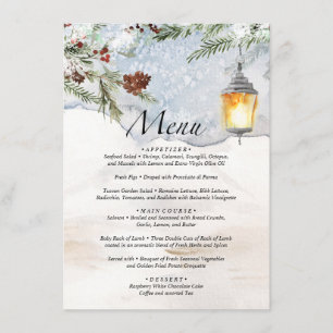 Menu watercolor evergreen baby shower