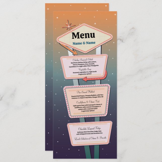 Menu Wedding Las Vegas Casino Reception (Front/Back)