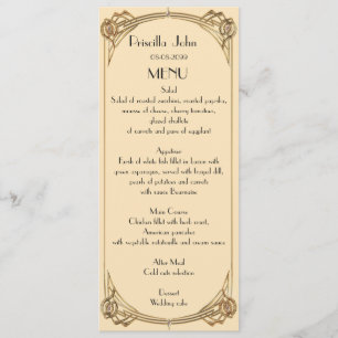 Menu Wedding,menu meeting,great Gatsby,ivory,gold