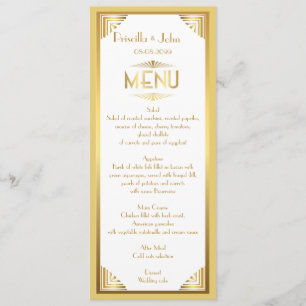 Menu Wedding,menu meeting,great Gatsby,white,gold