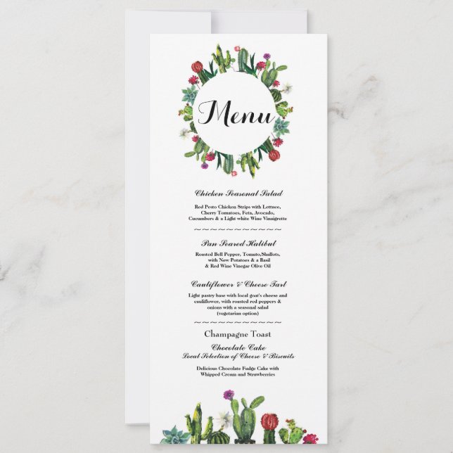 Menu Wedding Reception Cactus Fiesta Mexican Menus Invitation (Front)