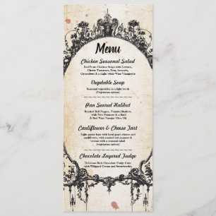 Menu Wedding Reception Gothic Frame Halloween Invitation