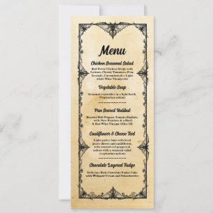 Menu Wedding Reception Gothic Frame Halloween Invitation