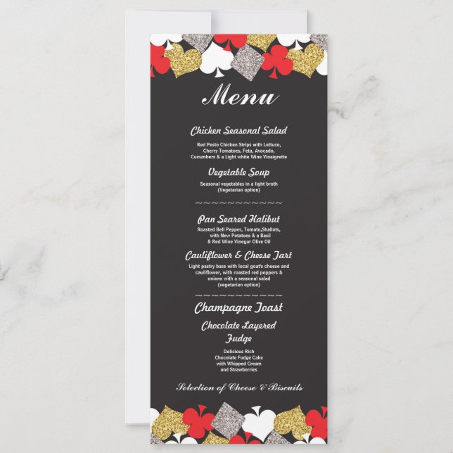 Menu Wedding Reception Las Vegas Casino Card (Front)