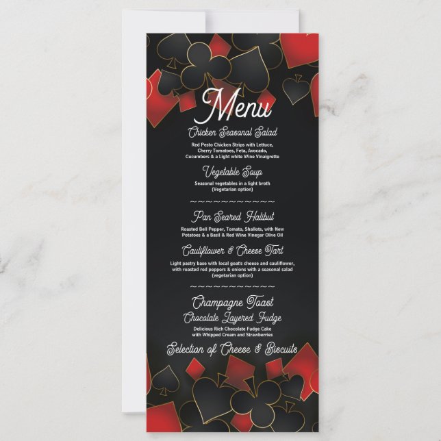 Menu Wedding Reception Las Vegas Casino Card (Front)