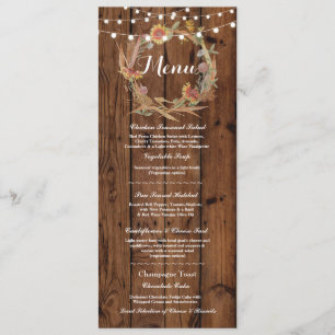 Menu Wedding Reception Rustic Wood Fall Lights