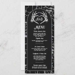 Menu Wedding Reception Skeleton Heart Hands Invitation