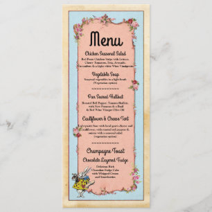 Menu Wedding Reception Wonderland Rabbit Cards
