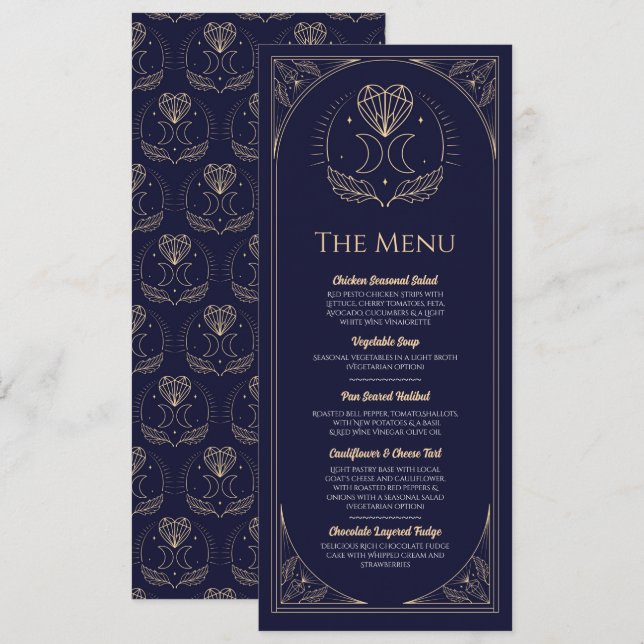 Menu Wedding Tarot Moon Heart Reception Party Invitation (Front/Back)