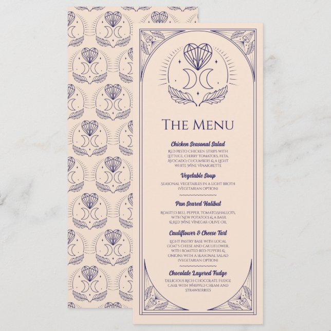 Menu Wedding Tarot Moon Heart Reception Party Invitation (Front/Back)