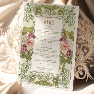 Menu Wedding Vintage Art Nouveau by Mucha Dinner Invitation