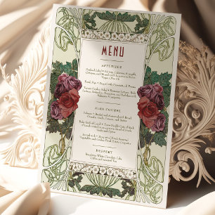 Menu Wedding Vintage Art Nouveau by Mucha Dinner Invitation