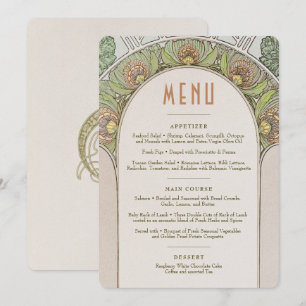 Menu Wedding Vintage Art Nouveau by Mucha Invitati Invitation