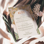 Menu Wedding Vintage Art Nouveau by Mucha Invitati Invitation<br><div class="desc">Menu Card in Art Nouveau style for your vintage-themed wedding by Alphonse Mucha in a floral, romantic, and whimsical design. Victorian flourishes complement classic art deco fonts. Please enter your custom information, and you're done. If you wish to change the design further, click the blue "Customise It" button. Thank you...</div>