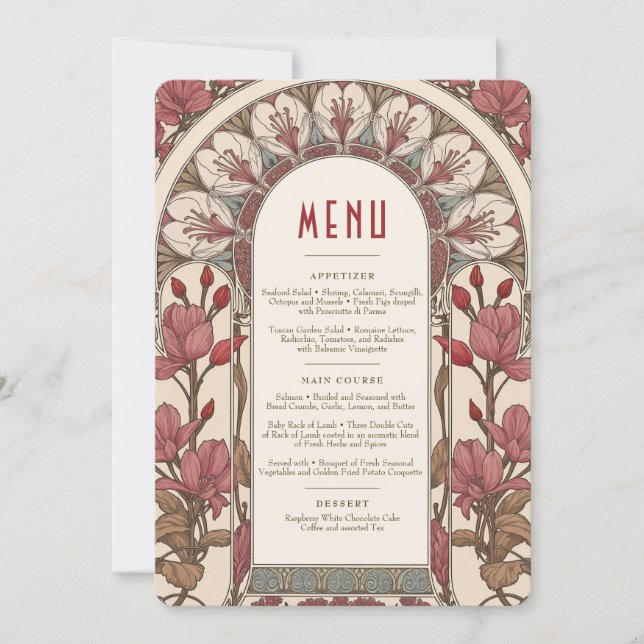 Menu Wedding Vintage Invitation (Front)