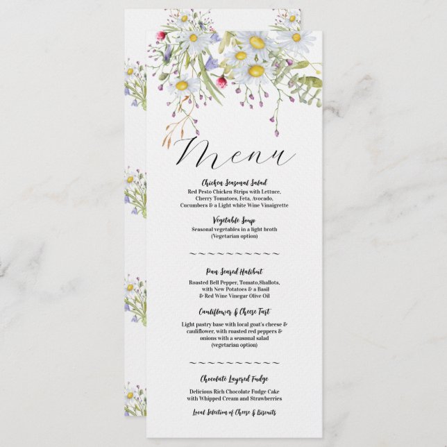 Menu Wedding Wildflowers Spring Reception (Front/Back)