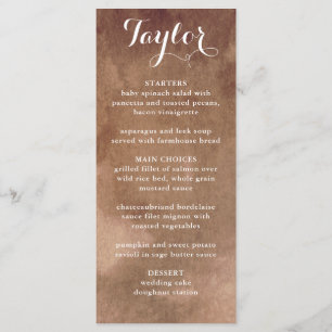 Menu with Guest Name, Earth Tones Watercolor Menu