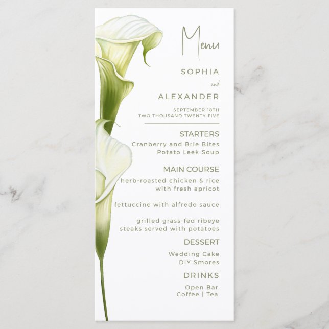 Menus for a modern wedding. (Front)