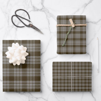 Menzies Brown Tartan Scottish Plaid Wrapping Paper Sheet
