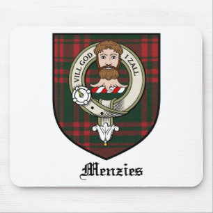 Menzies Clan Crest Badge Tartan Mouse Mat