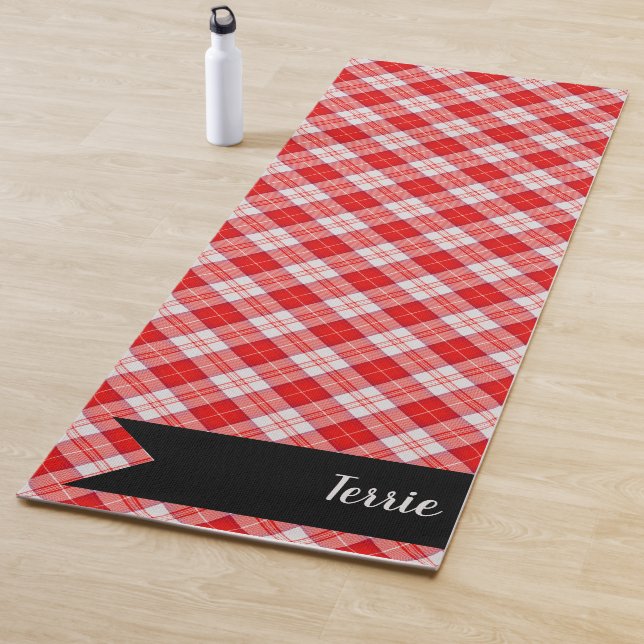 Menzies Red Scottish Tartan Plaid Pattern Yoga Mat (In Situ)