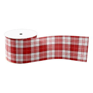 Menzies tartan red white plaid grosgrain ribbon
