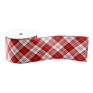 Menzies tartan red white plaid grosgrain ribbon