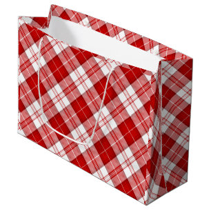Menzies tartan red white plaid large gift bag