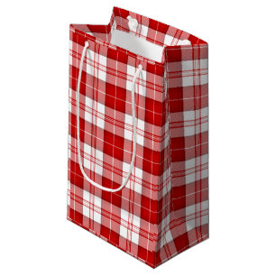 Menzies tartan red white plaid small gift bag