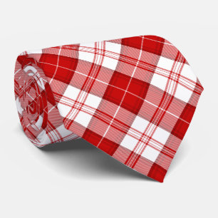 Menzies tartan red white plaid tie