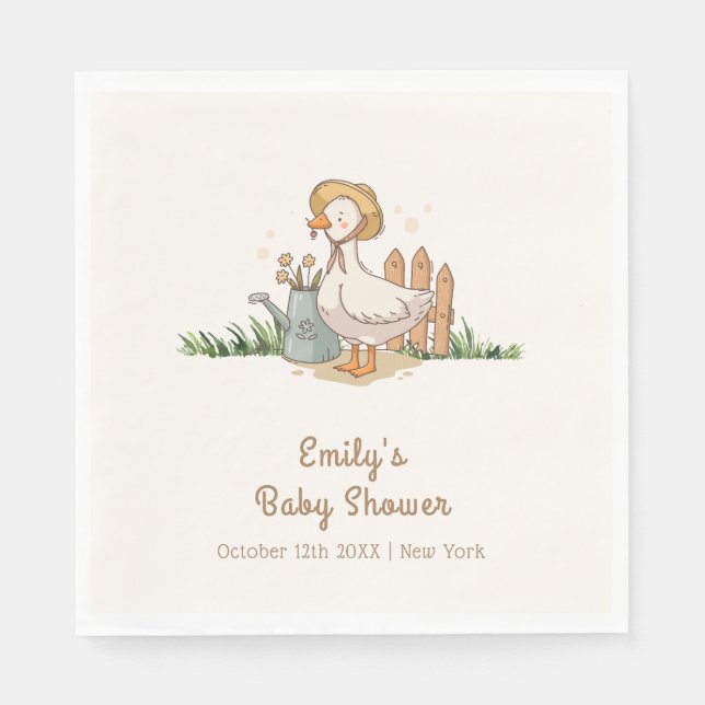 Meodow Vintage Little Duckling Garden Baby Shower Napkin (Front)