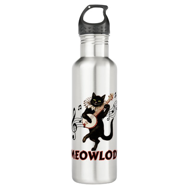 Meolody Cat Music Guitar 710 Ml Water Bottle (Front)