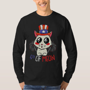Meow 4th Of July Cute Cat American Patriotic Kitte T-Shirt