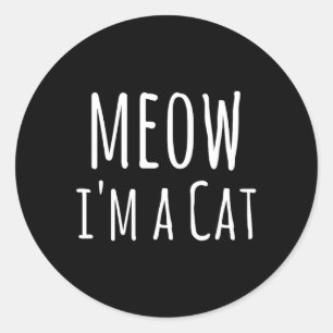 Meow A Cat - Funny Cat Lover Lazy Halloween Classic Round Sticker