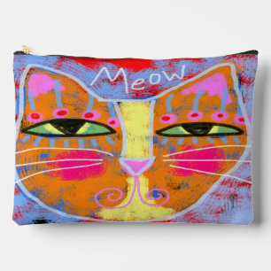 Meow! Abstract Art Cat Face Accessory Pouch
