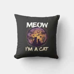 Meow Am Cat Halloween Night Witch Pumpkin_1 Cushion