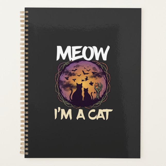 Meow Am Cat Halloween Night Witch Pumpkin_1 Planner (Front)