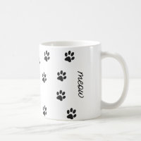 Meow and cat paws black white