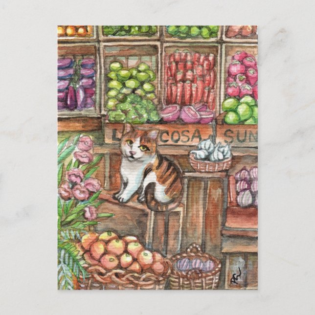 Meow at the Market Postcard (Front)