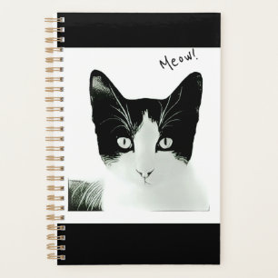 Meow Black and White Cat Kitten Sketch Planner