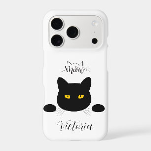 Meow Black Cat Golden Eyes Customisable
