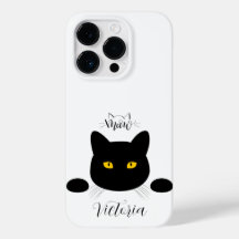 Meow Black Cat Golden Eyes Customisable