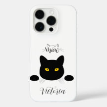 Meow Black Cat Golden Eyes Customisable